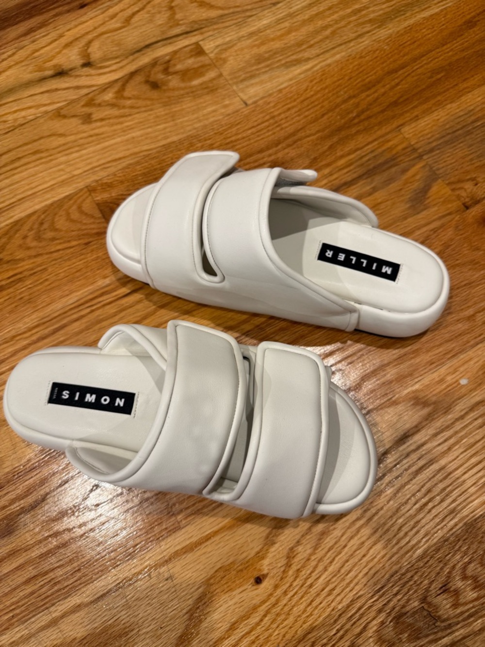 Simon Miller White Padded Double-Strap Slide Mules